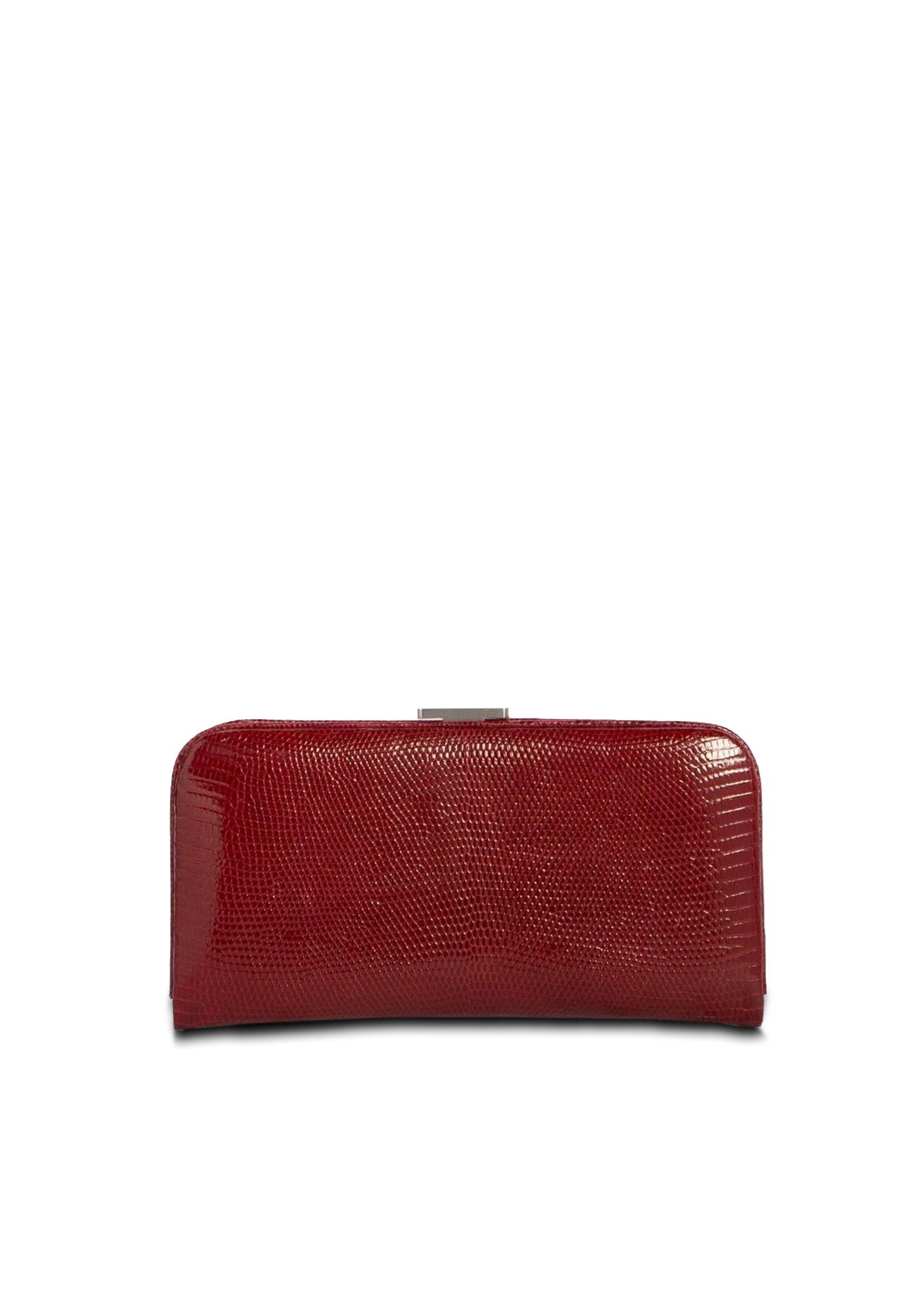 Front view of Red Lizard Slide Lock Wallet - Darby Scott