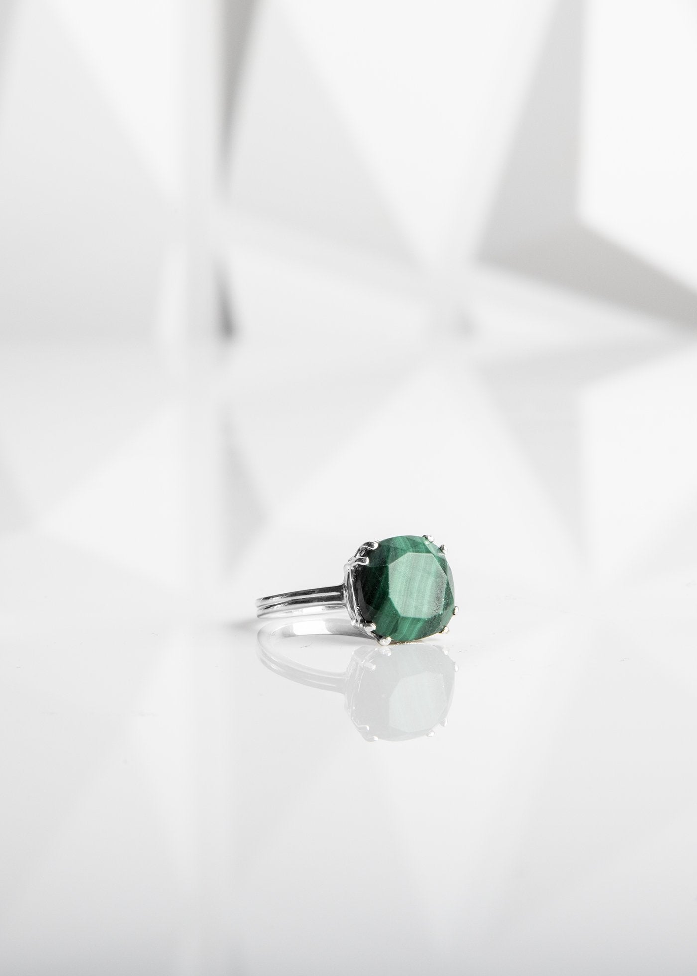 Malachite Sterling Silver Cushion Cut Ring - Darby Scott