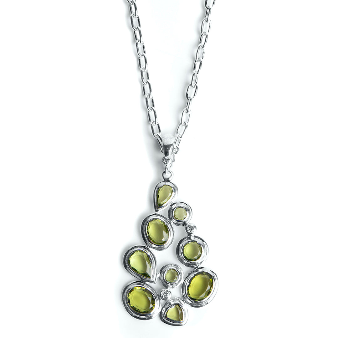 Peridot Diamond Sterling Pendant, Mosaic Stone Darby Scott