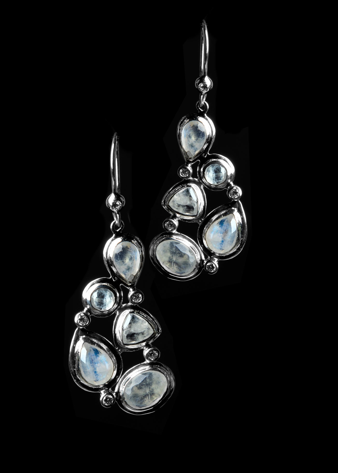 Darby Scott - Mosaic 5 Stone Rainbow Moonstone Earrings