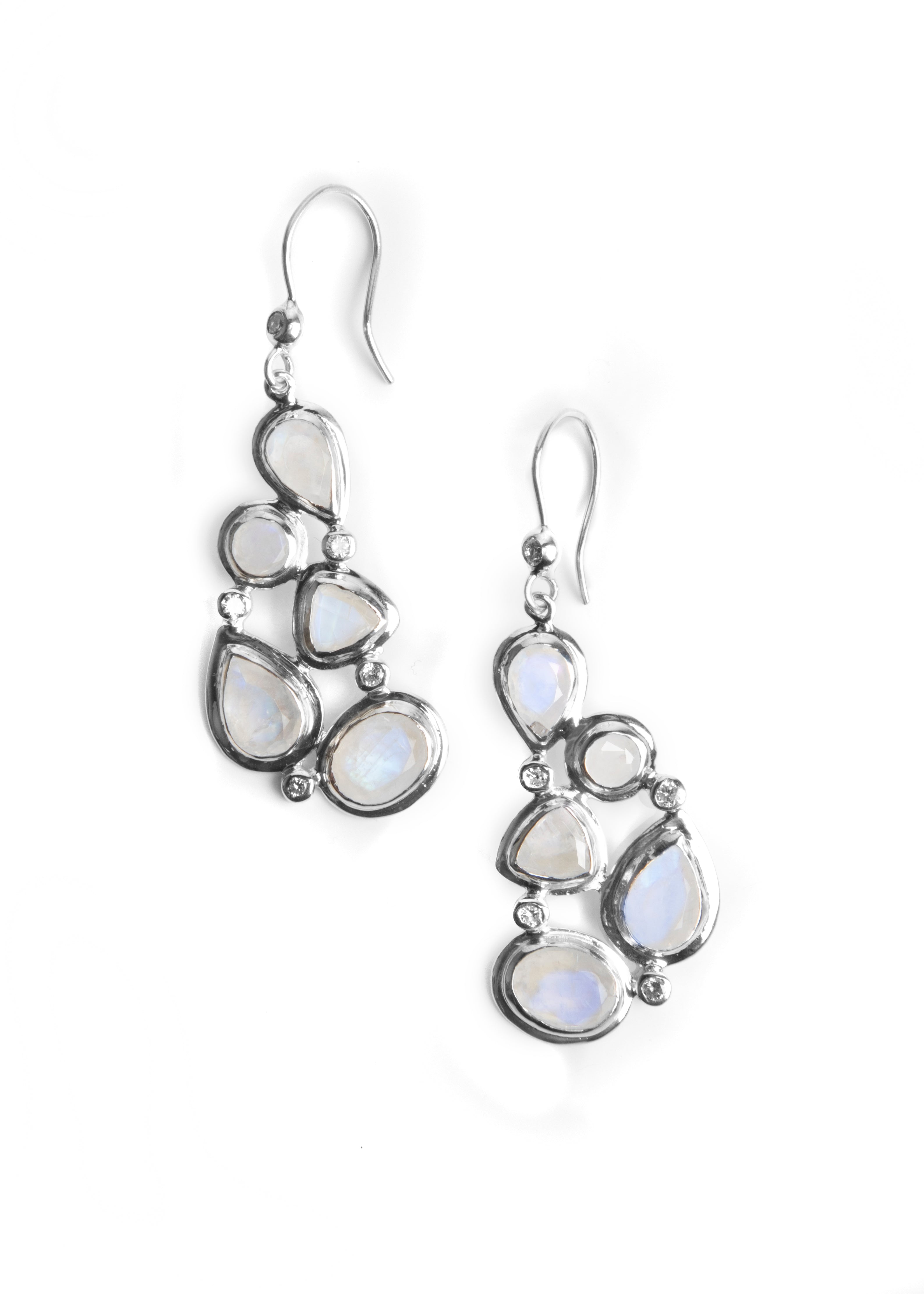 Darby Scott - Mosaic 5 Stone Rainbow Moonstone Earrings