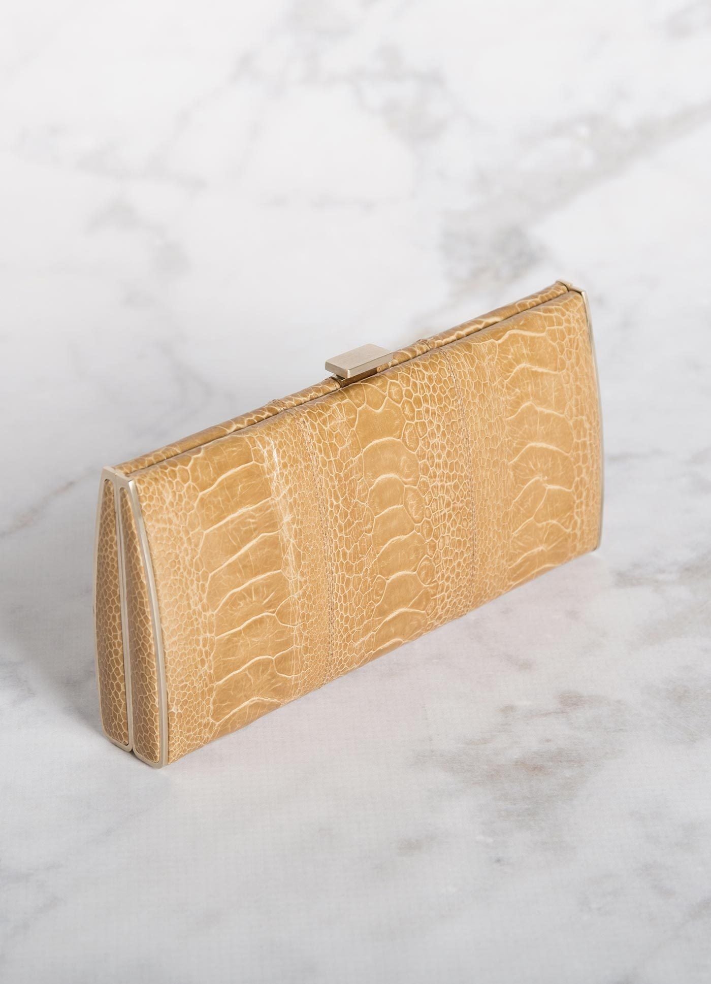 Cafe Ostrich Leg Box Wallet, Top View - Darby Scott