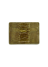 Back view of Olive Ostrich Leg Credit Card Case - Darby Scott