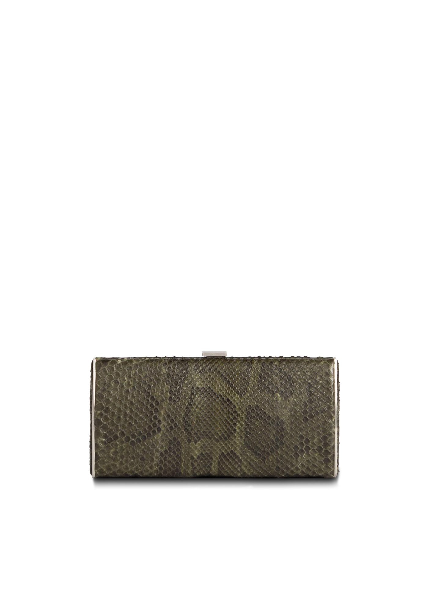 Green Python Box Wallet, front view - Darby Scott