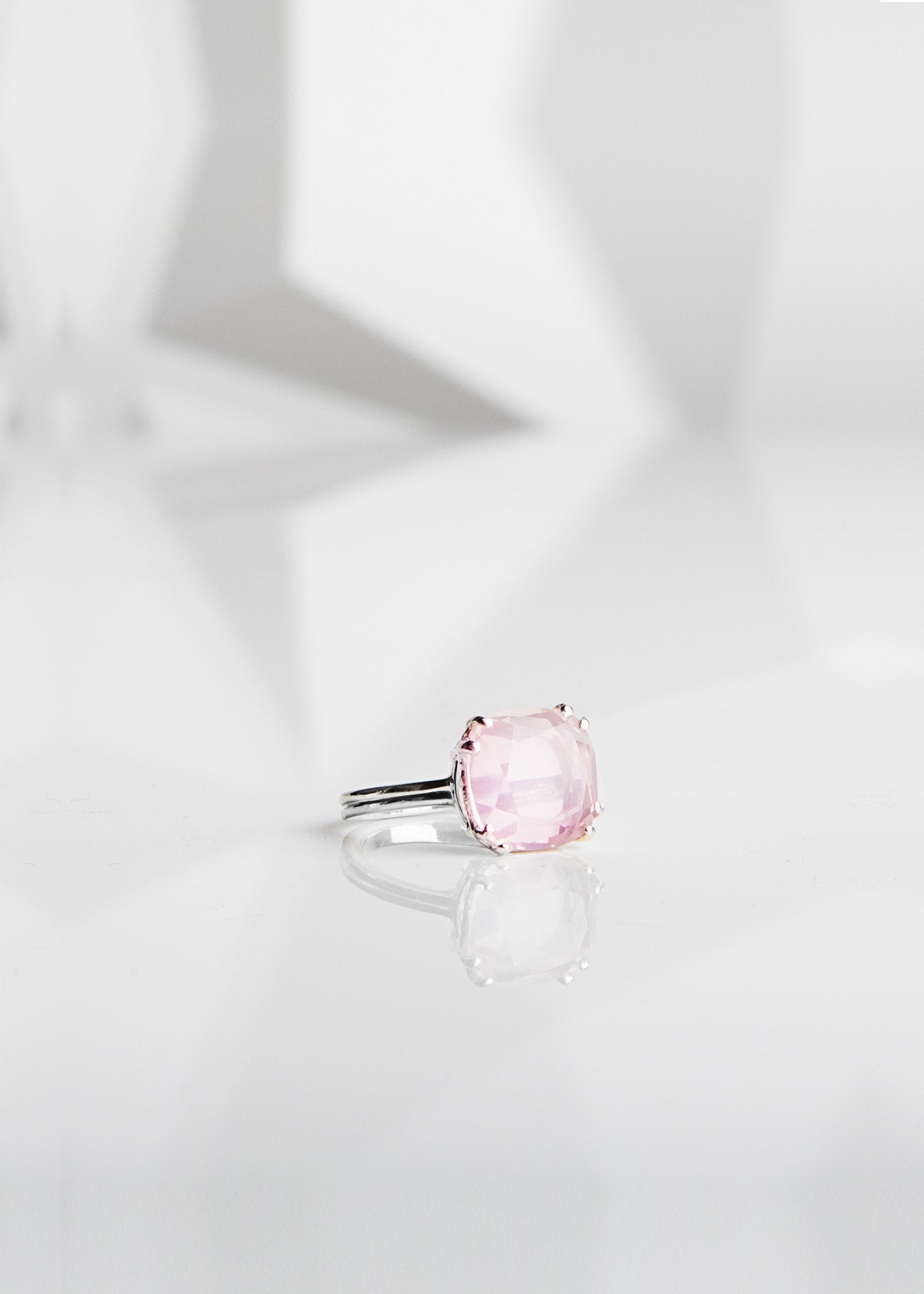 Pink Quartz Sterling Silver Cushion Cut Ring - Darby Scott