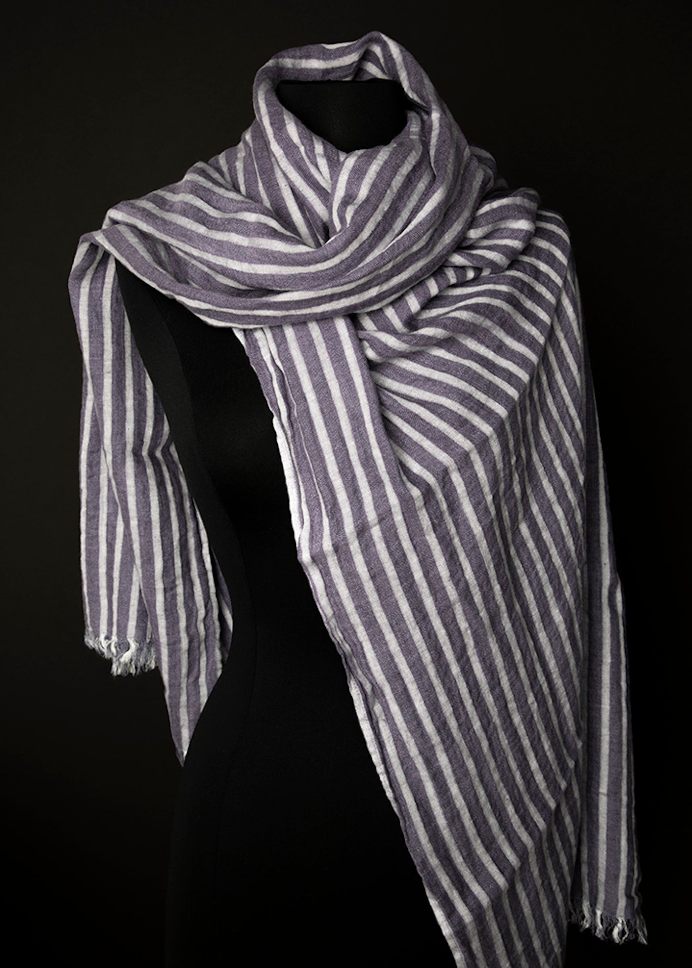 Wrapped Striped Linen Scarf - Darby Scott