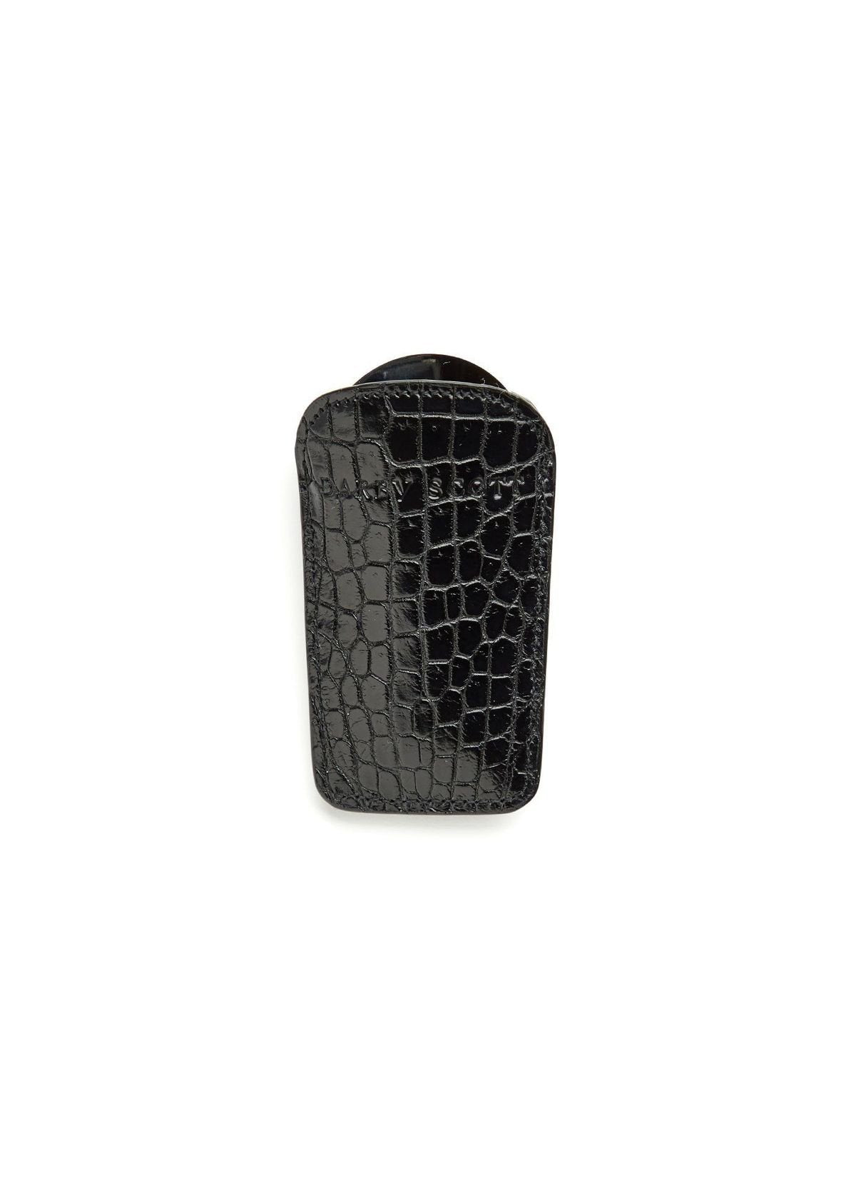 Black Crocodile Pouch and Stainless Steel Folding Shoe Horn - Darby Scott