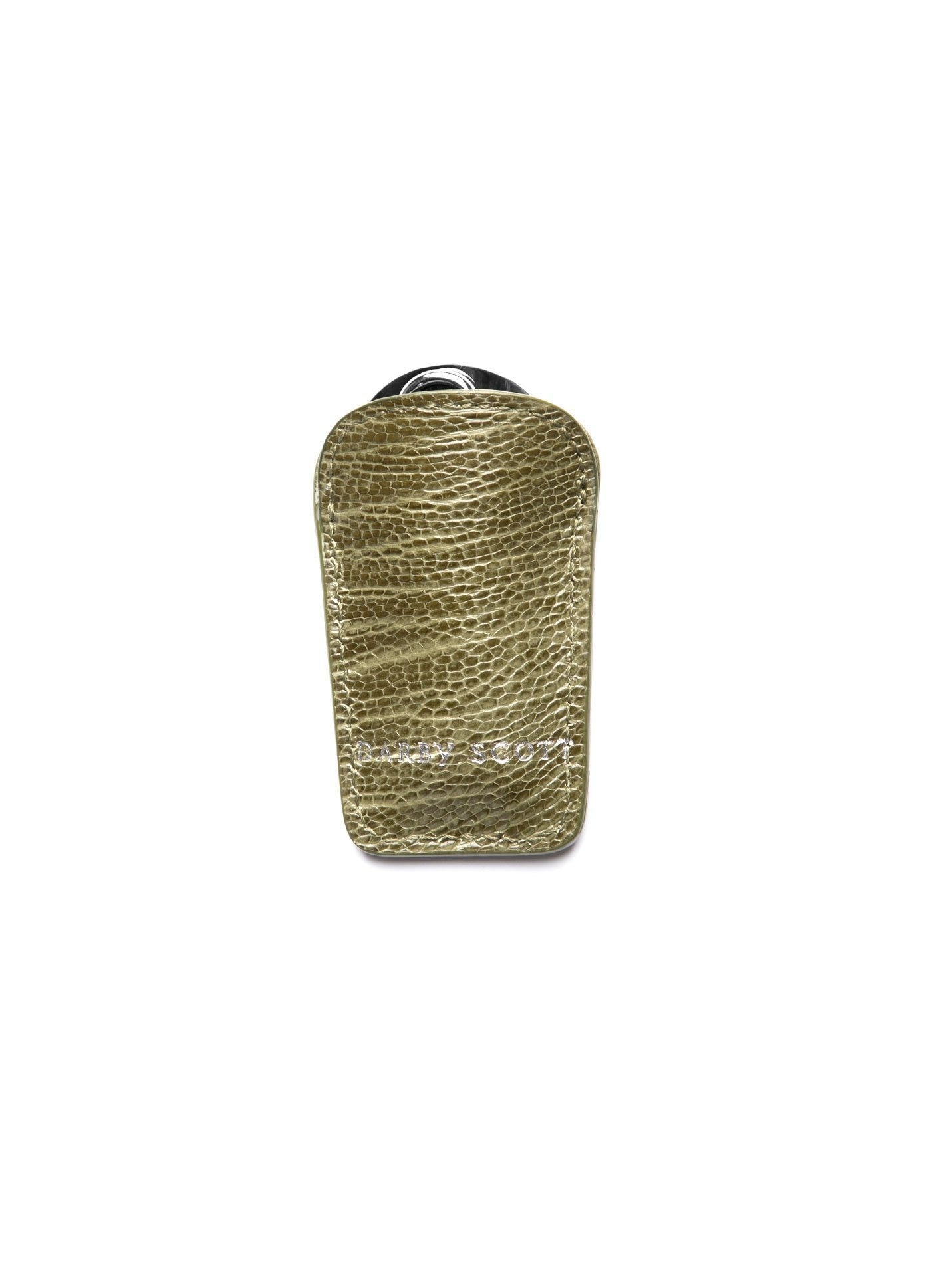 Back of Avocado Green Ostrich Leg Pouch and Shoe Horn - Darby Scott
