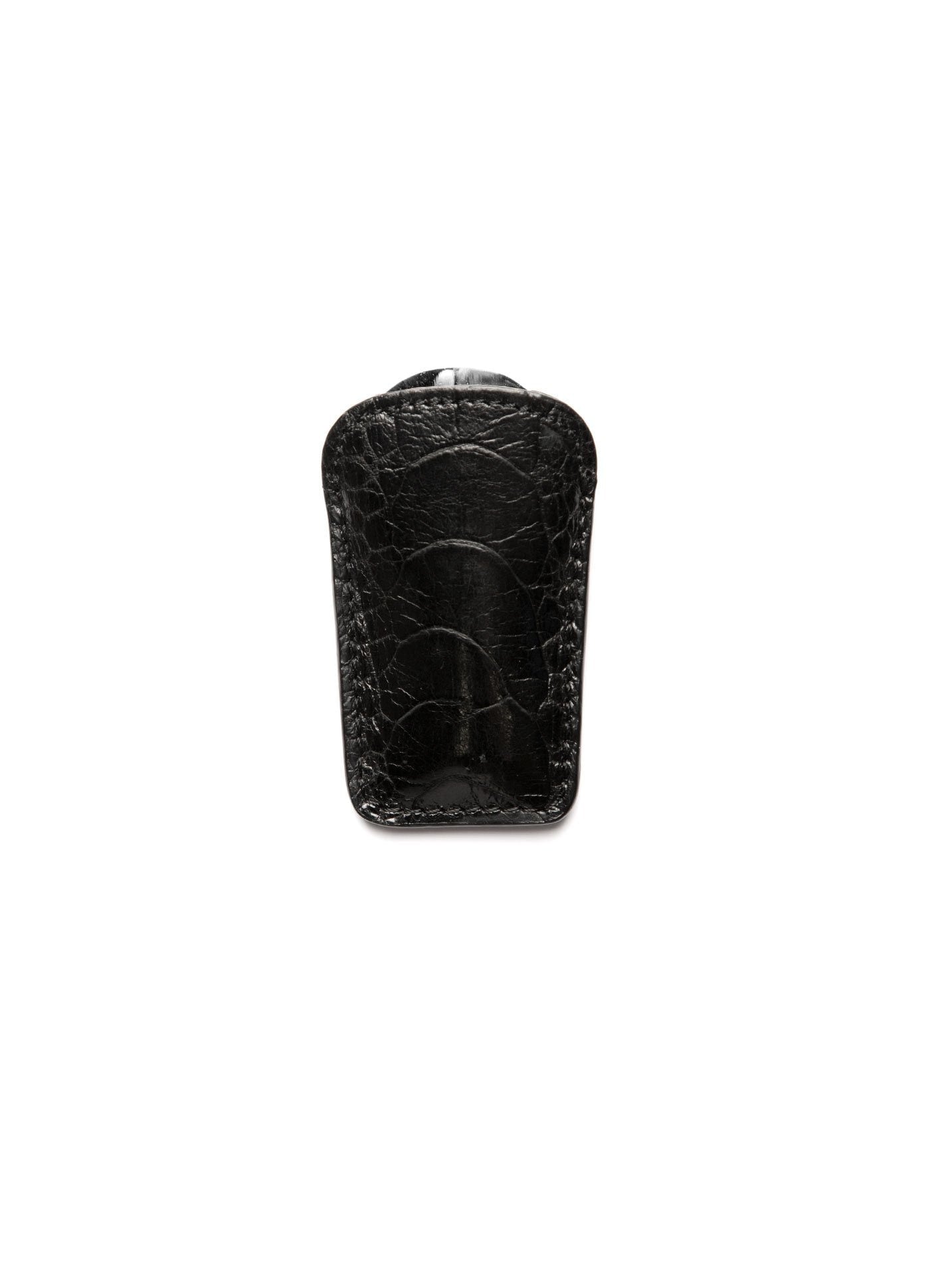 Black Ostrich Leg Pouch and Stainless Steel Folding Shoe Horn - Darby Scott