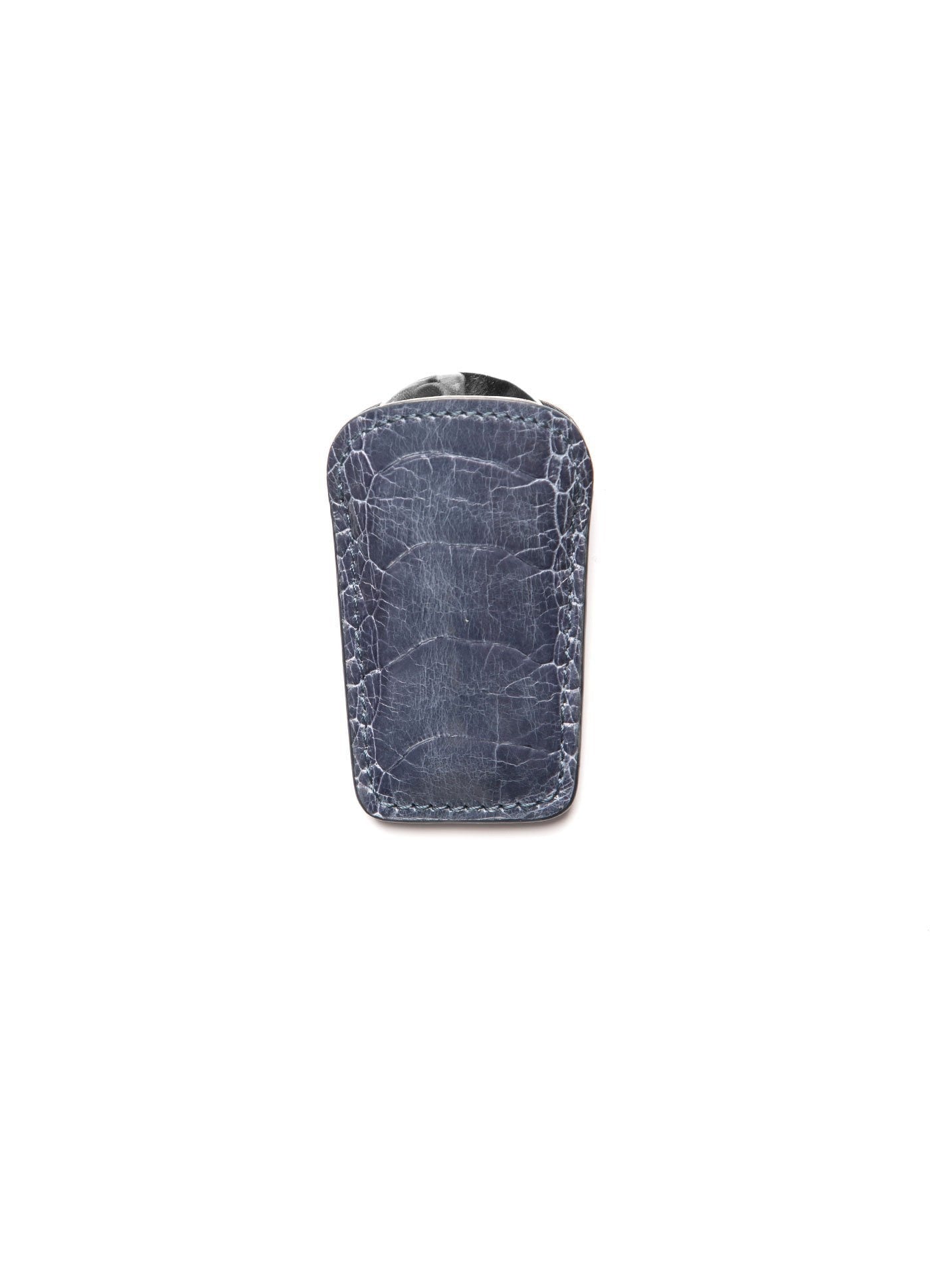 Denim Blue Ostrich Leg Pouch and Stainless Steel Folding Shoe Horn - Darby Scott