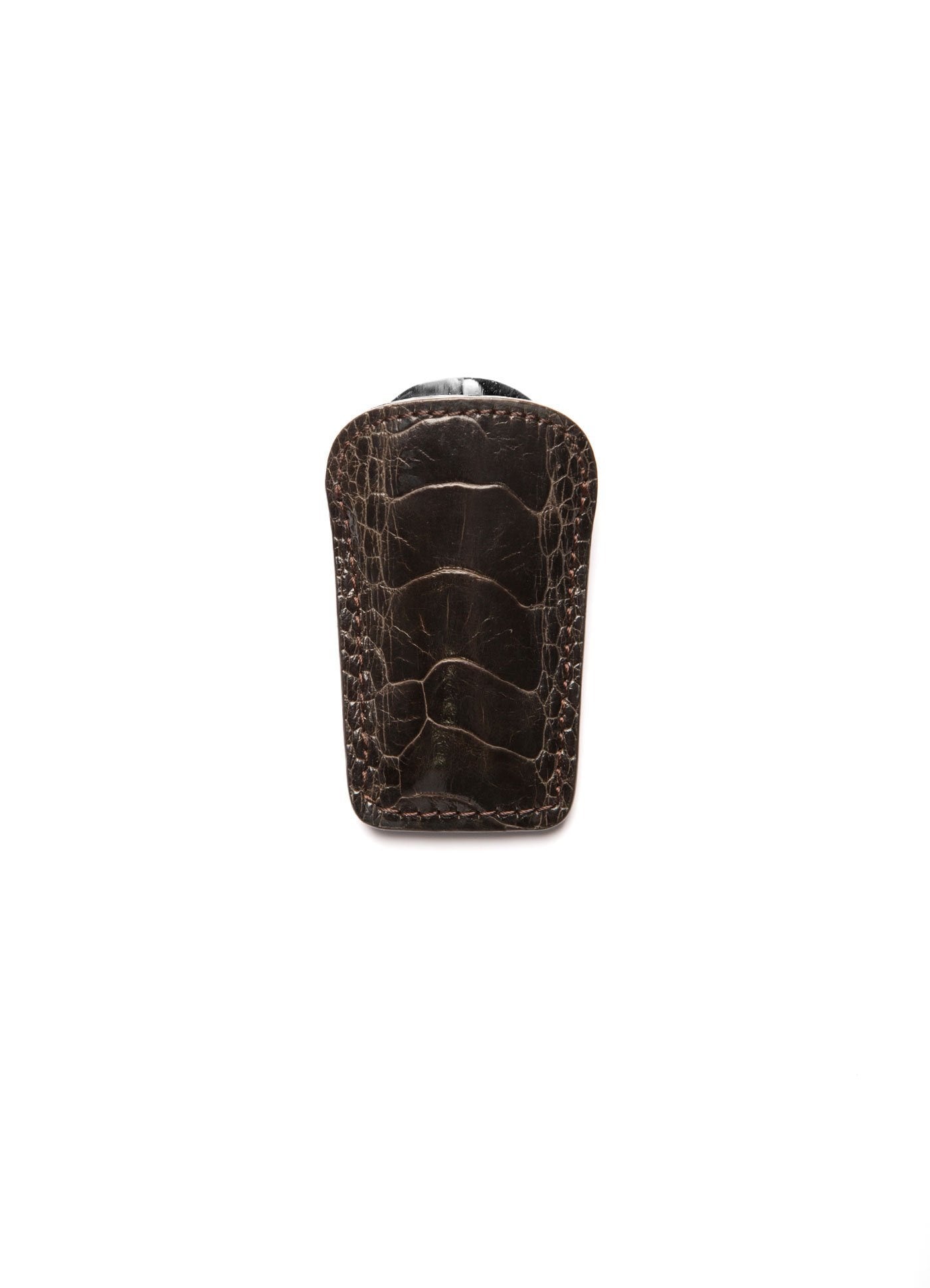 Brown Ostrich Leg Pouch and Stainless Steel Folding Shoe Horn - Darby Scott