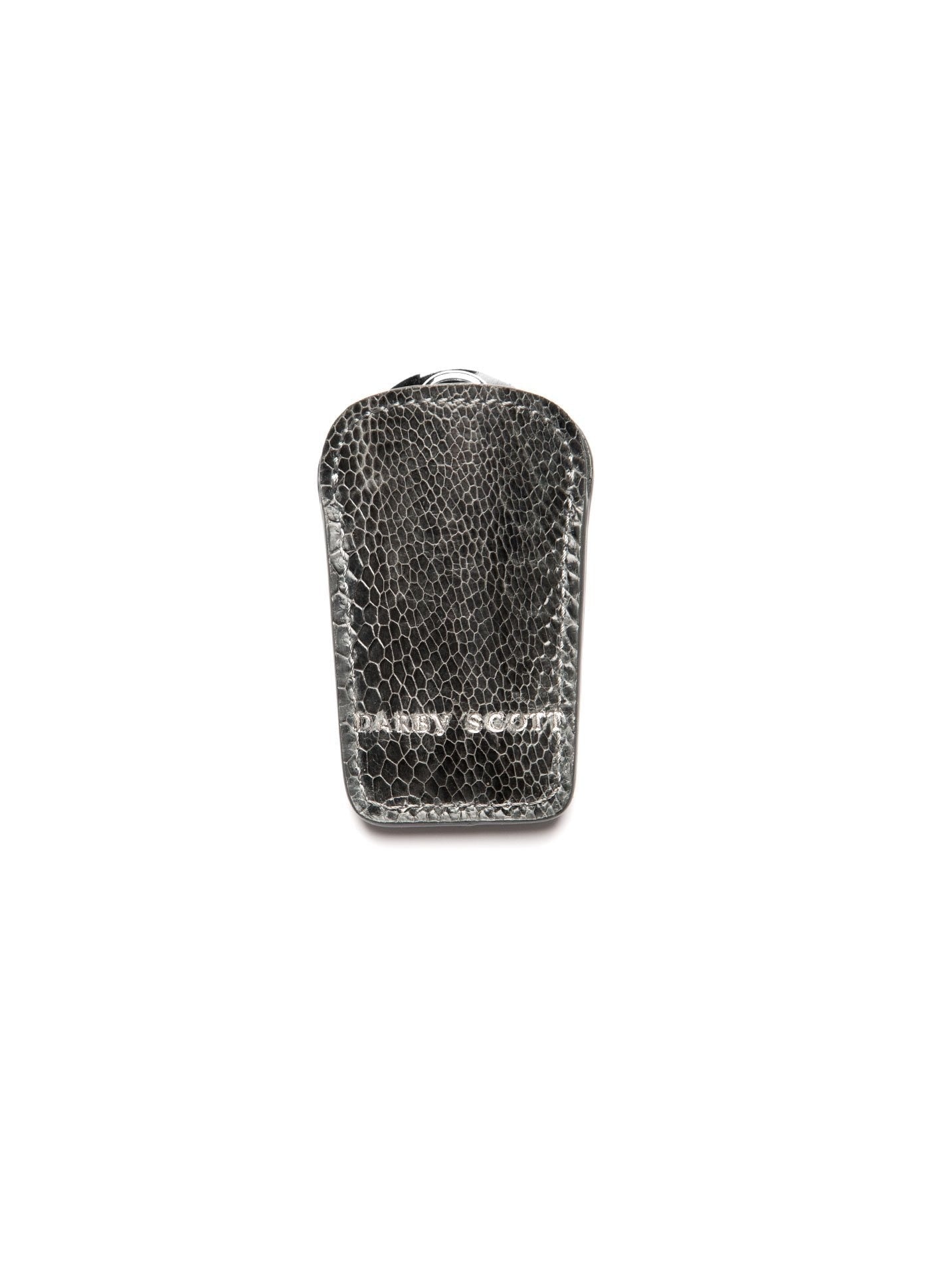 Back of Grey Ostrich Leg Pouch and Shoe Horn - Darby Scott