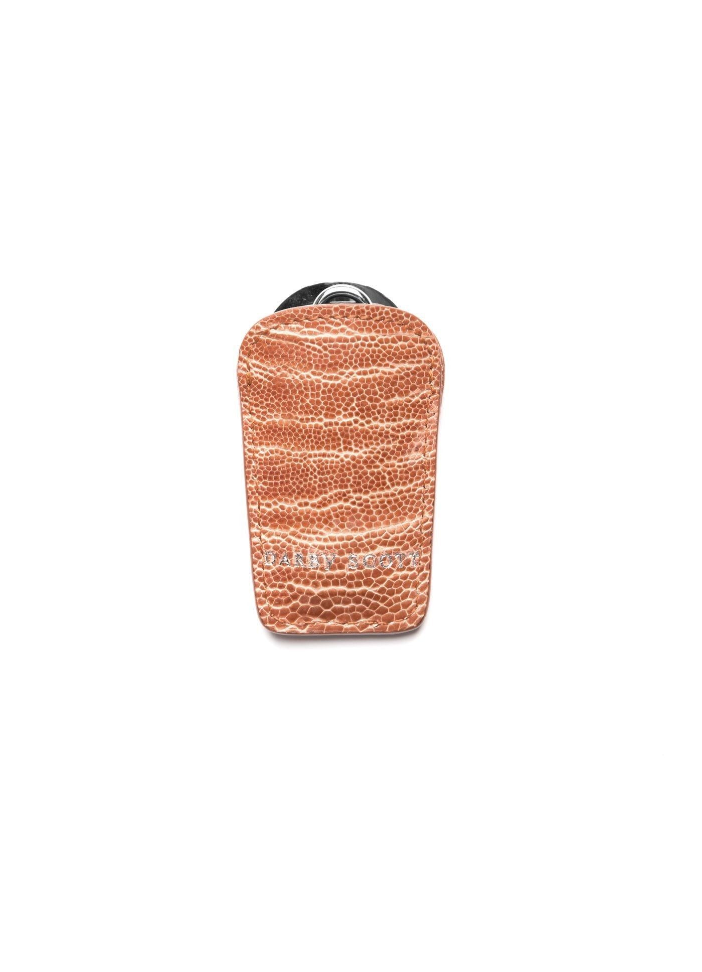 Back of Orange Ostrich Leg Pouch and Shoe Horn - Darby Scott