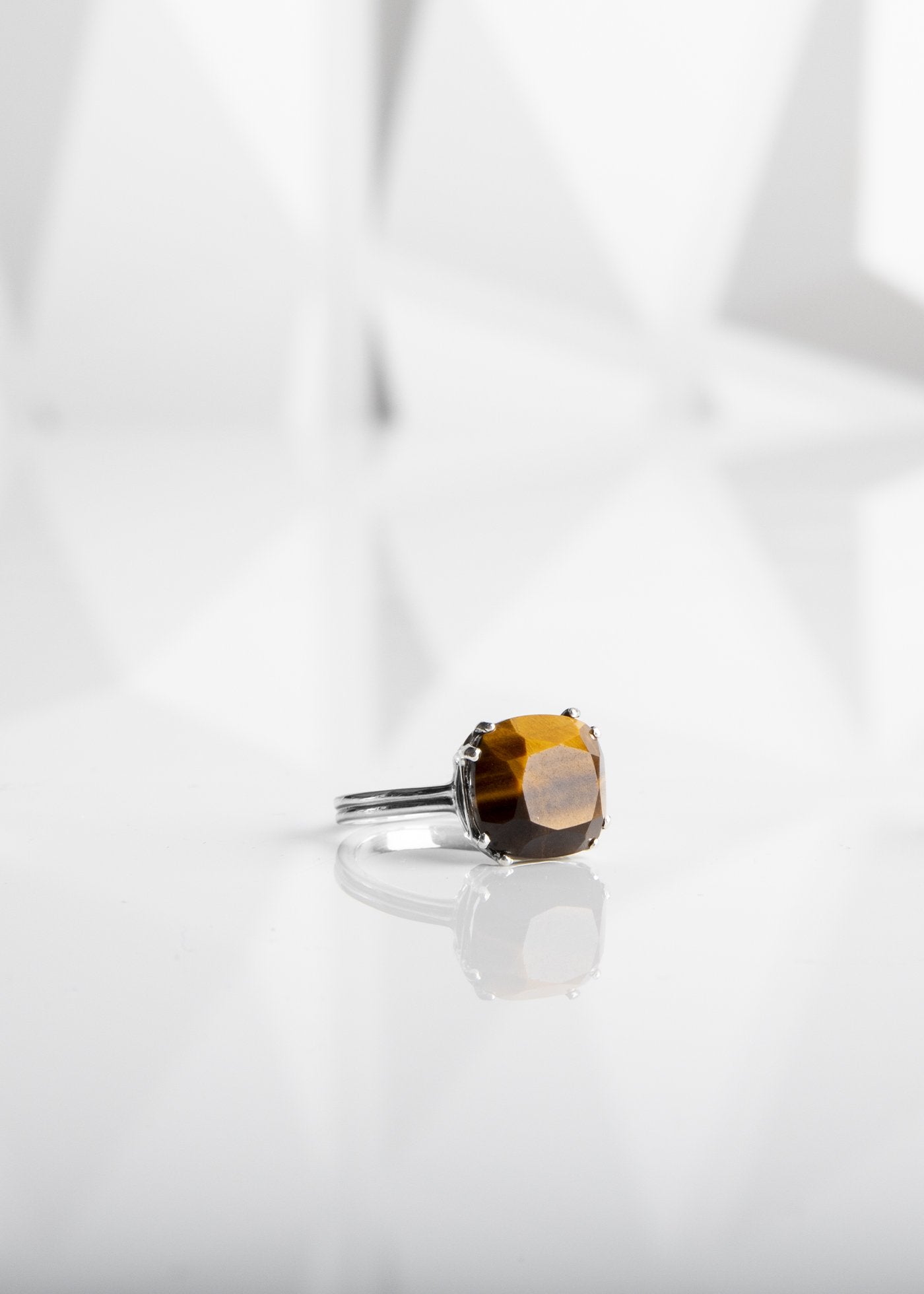 Tiger Eye Sterling Silver Cushion Cut Ring - Darby Scott