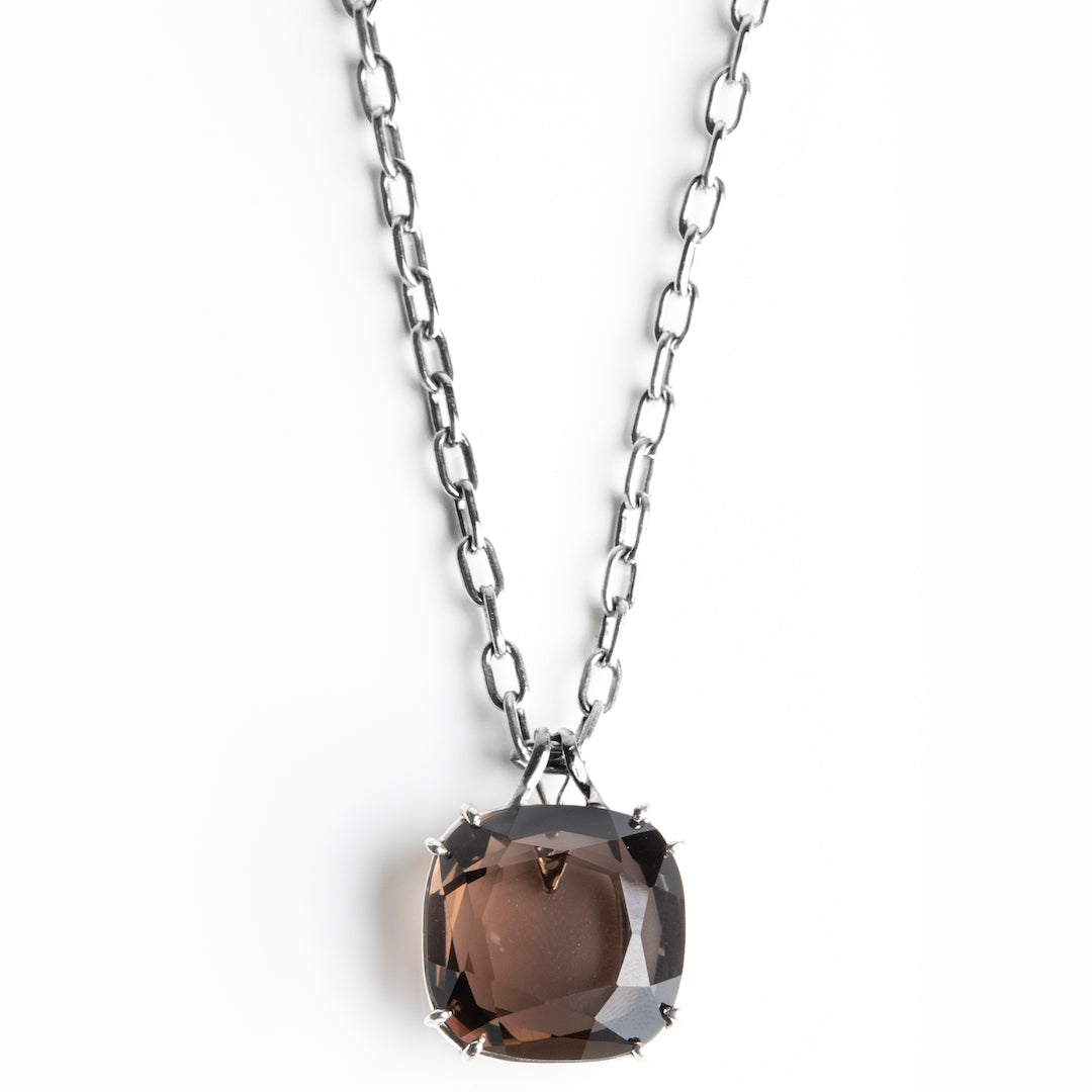 Dark Topaz 34 Carat Cushion Cut Pendant in Sterling Silver - Darby Scott