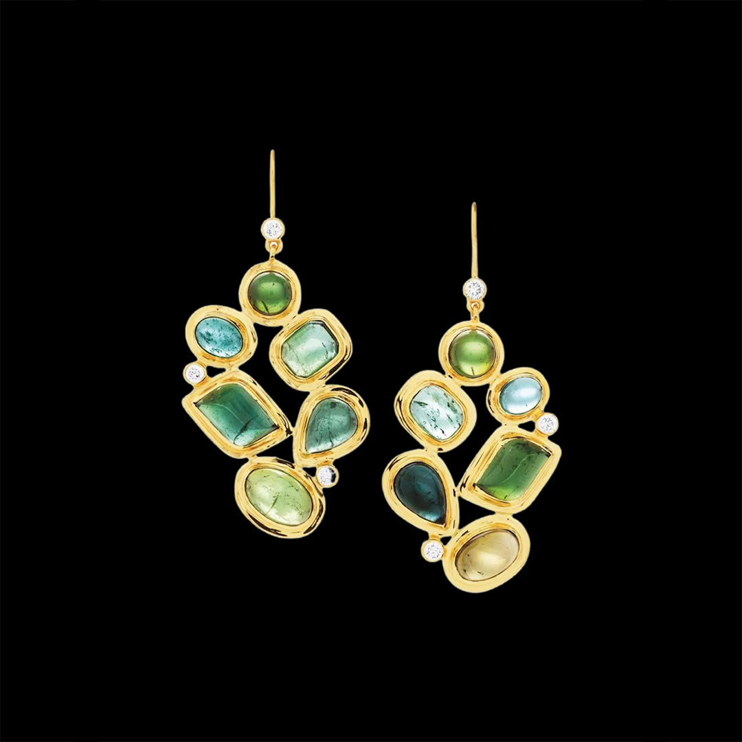 Tourmaline & Diamond 18K Yellow Gold Earrings - Darby Scott