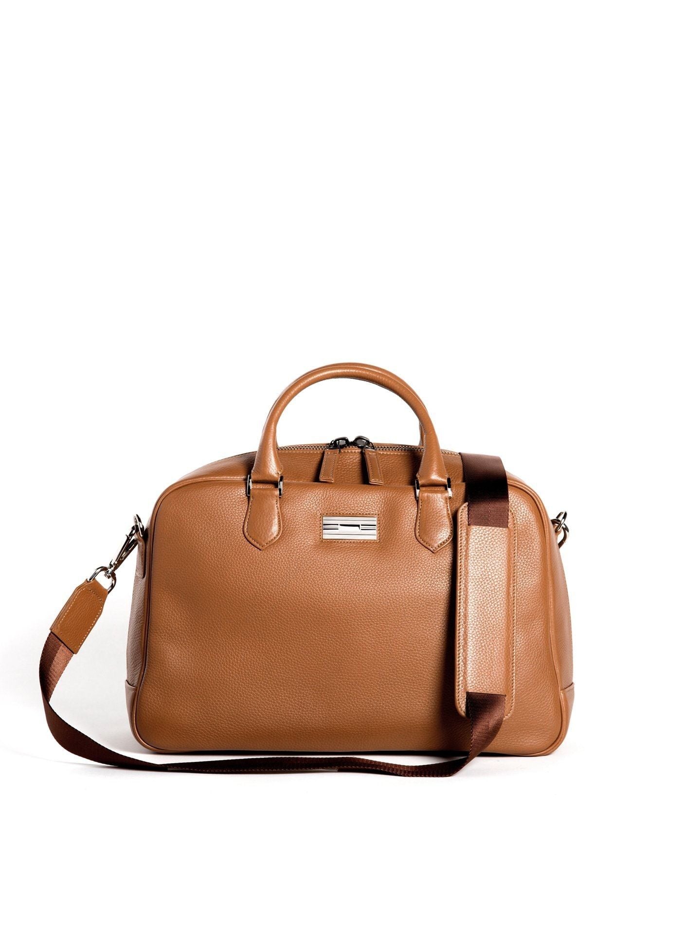 Newport Travel Satchel Bag in Cognac Leather - Darby Scott
