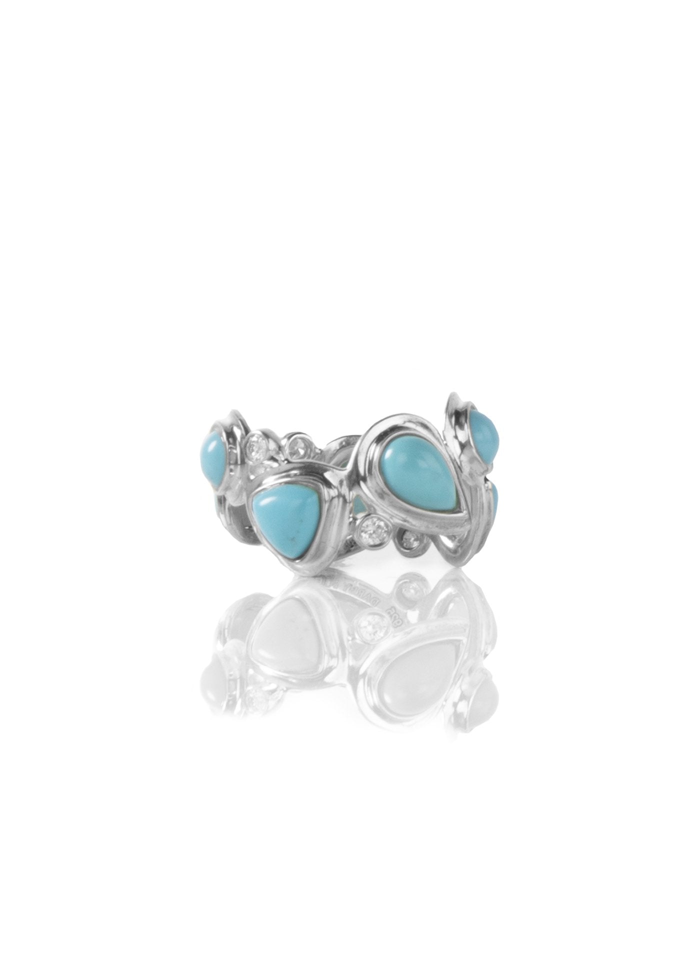 Turquoise & Diamond Mosaic Sterling Silver Band - Darby Scott