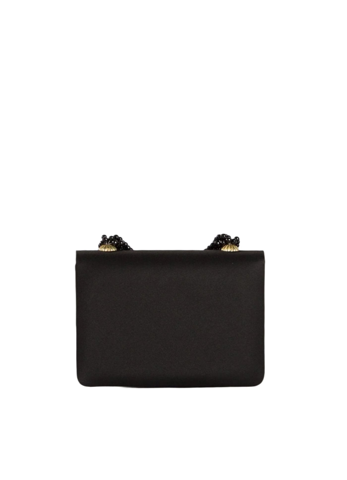 Back view of Black Silk-Satin and Black Onyx Necklace Handbag - Darby Scott
