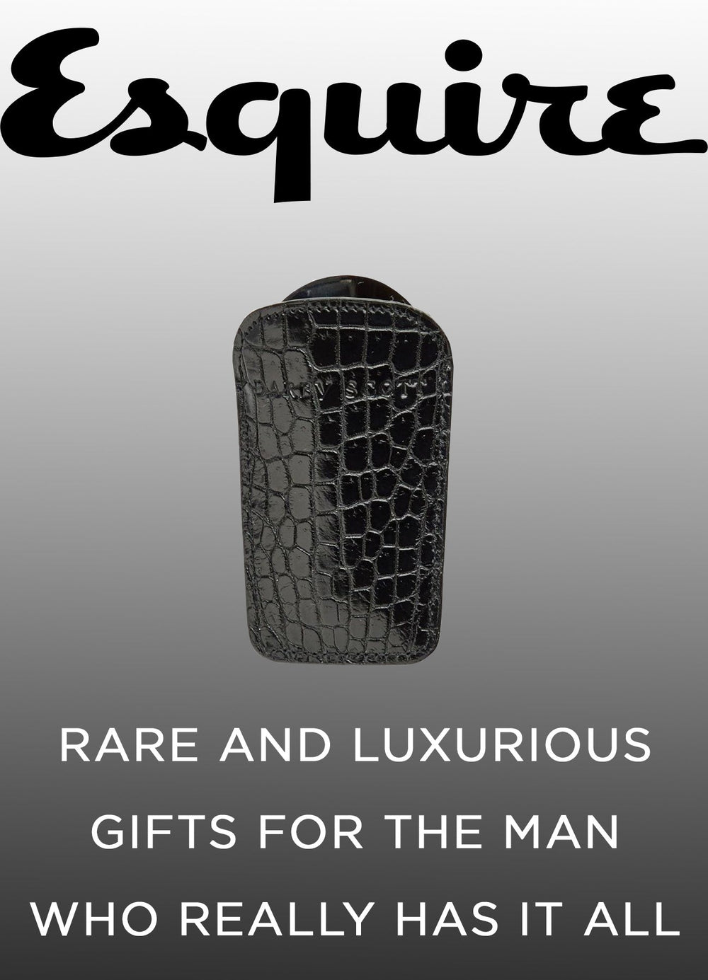 Esquire advertisement of Darby Scott Shoe horn with quote "rare and luxurious gifts for the man who really has it all"