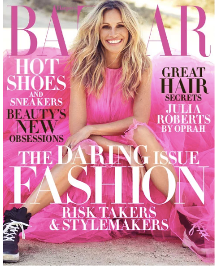 Julia Roberts on Cover of Bazaar Magazine Nov. 2018