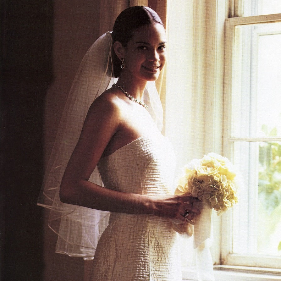 Bride in A-Line Bustier Gown by Darby Scott