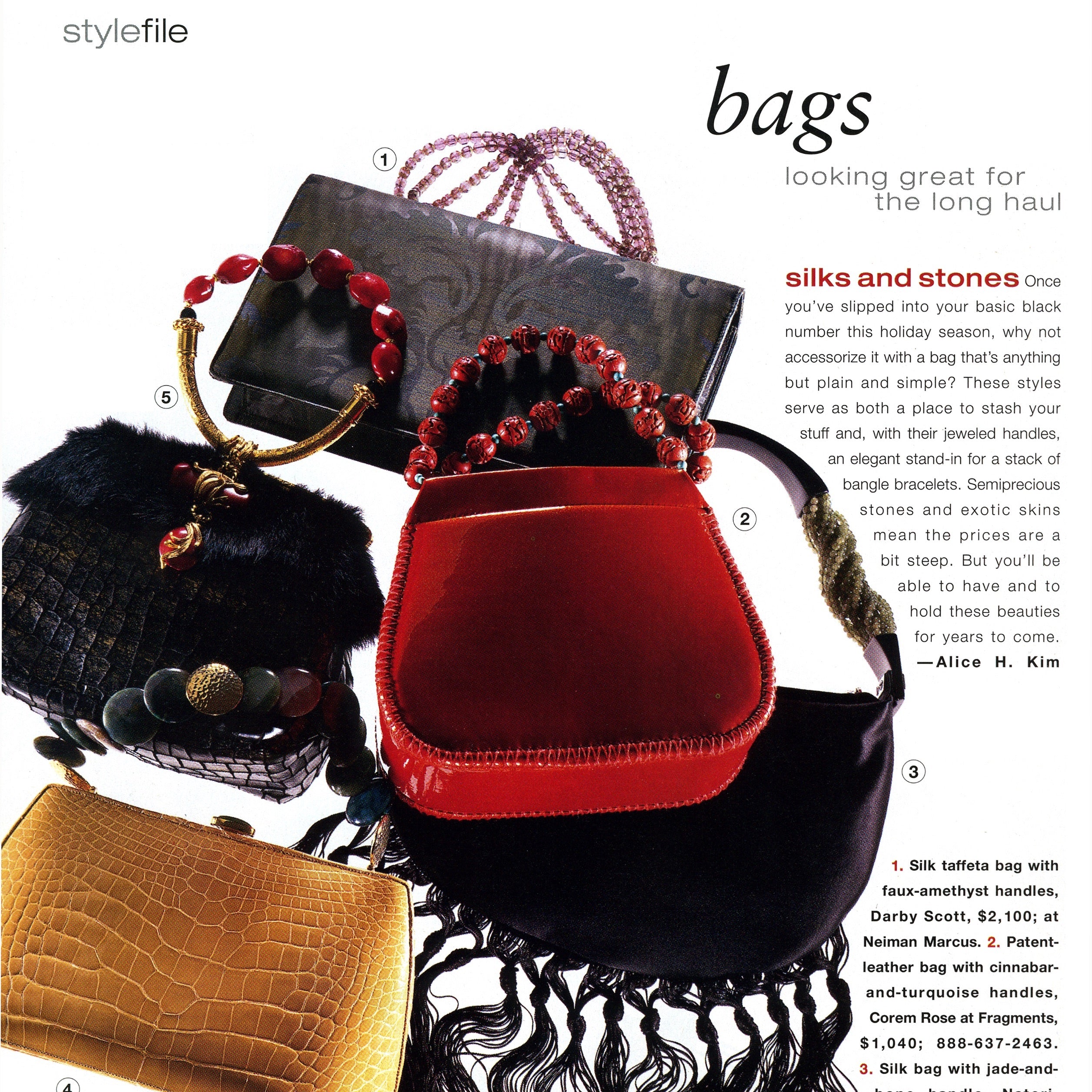 Darby Scott's Silk and Amethyst Jeweled Handbag featured in StyleFile
