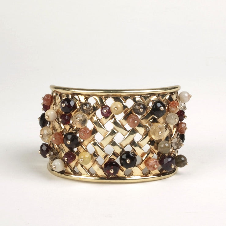 Gold Net Bracelet with Beads - Darby Scott