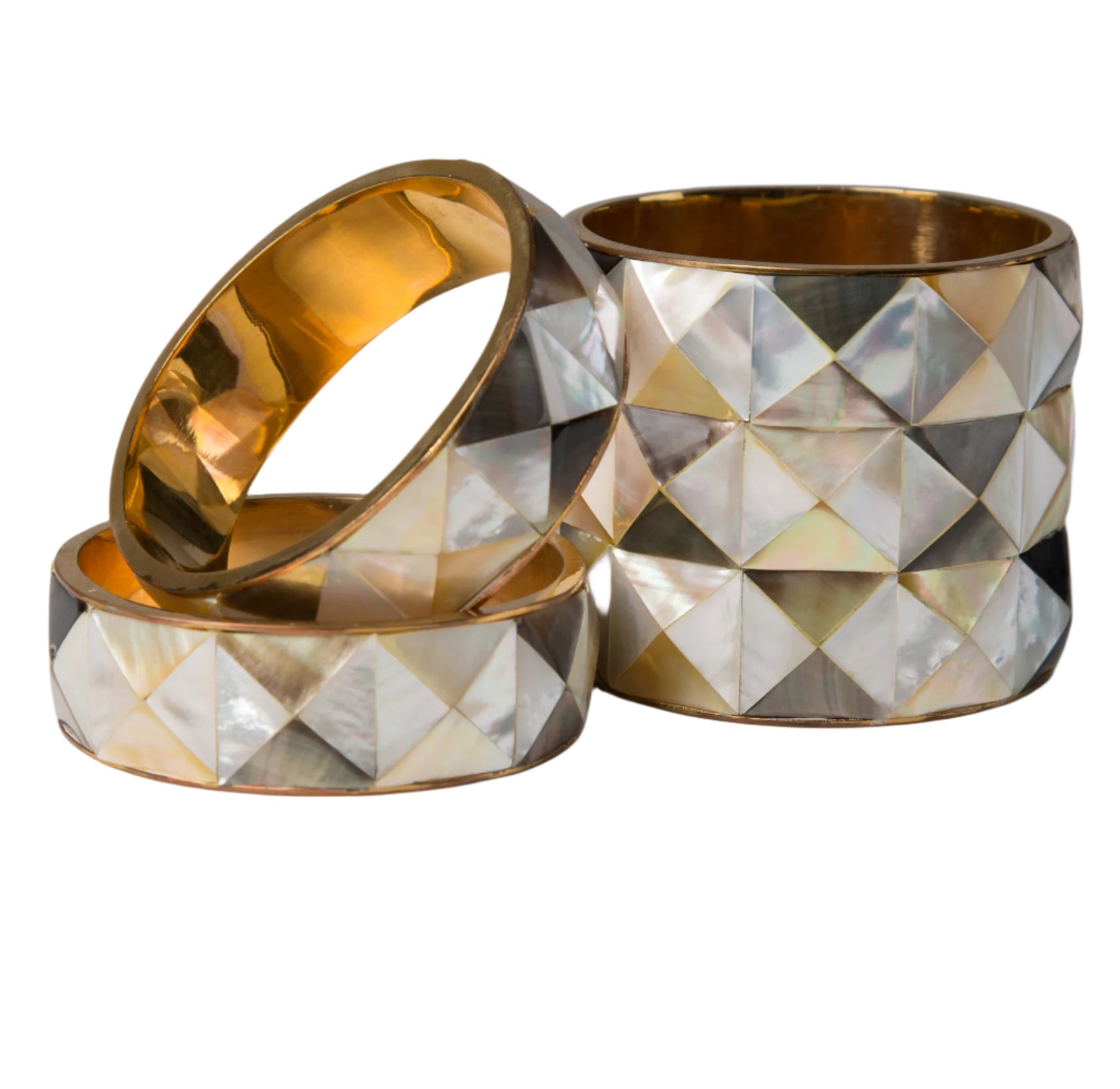 Three gold bracelets with inlaid mother of pearl - Darby Scott