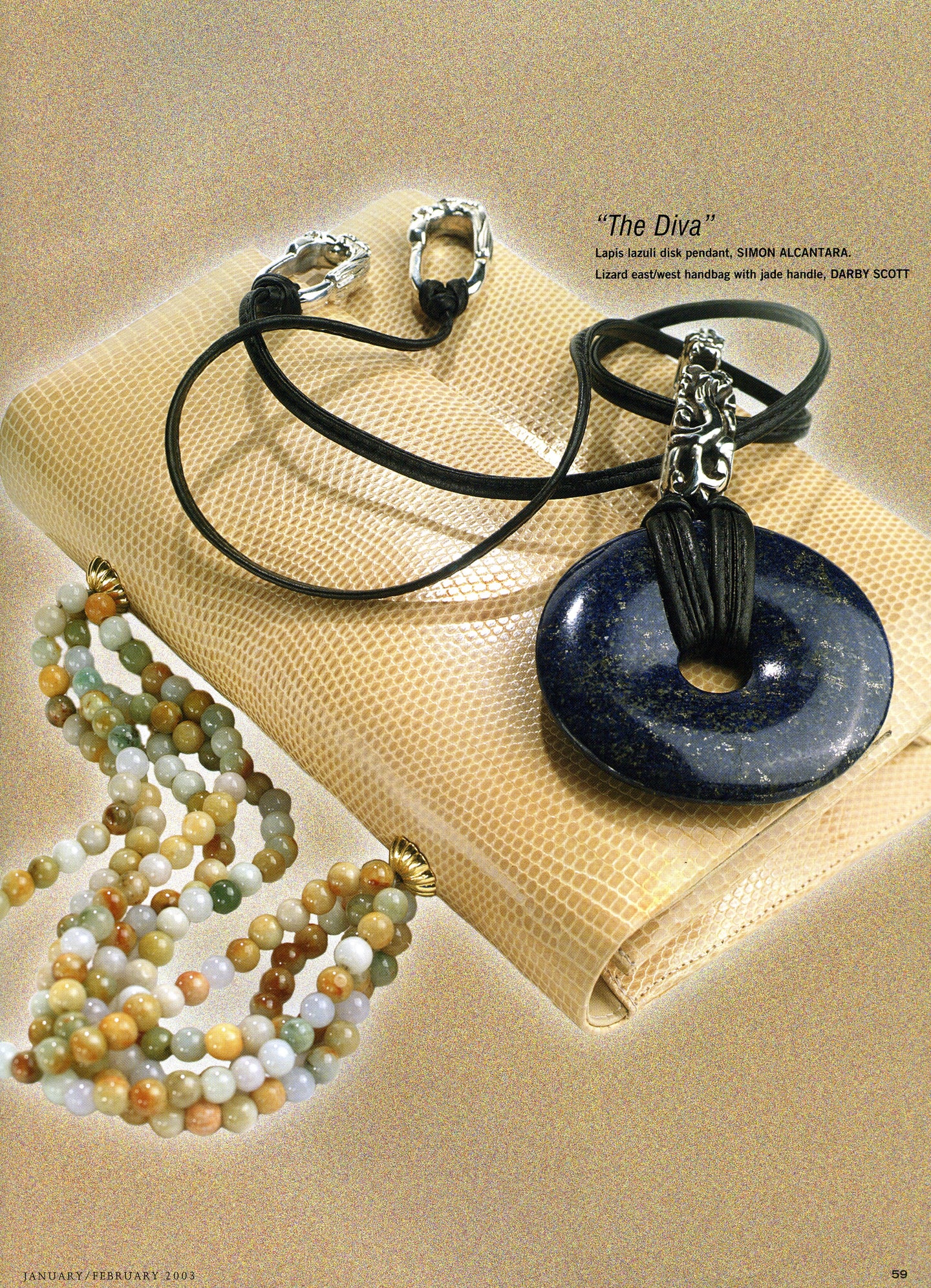 Lizard Iconic Necklace Handle Handbag with Jade Handle - Darby Scott