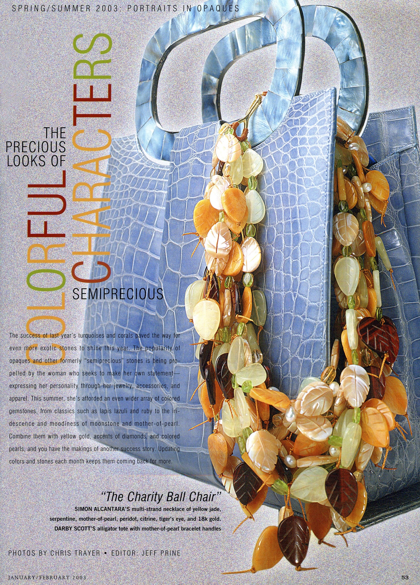 Light blue alligator Heritage Tote with blue shell handle - Darby Scott 