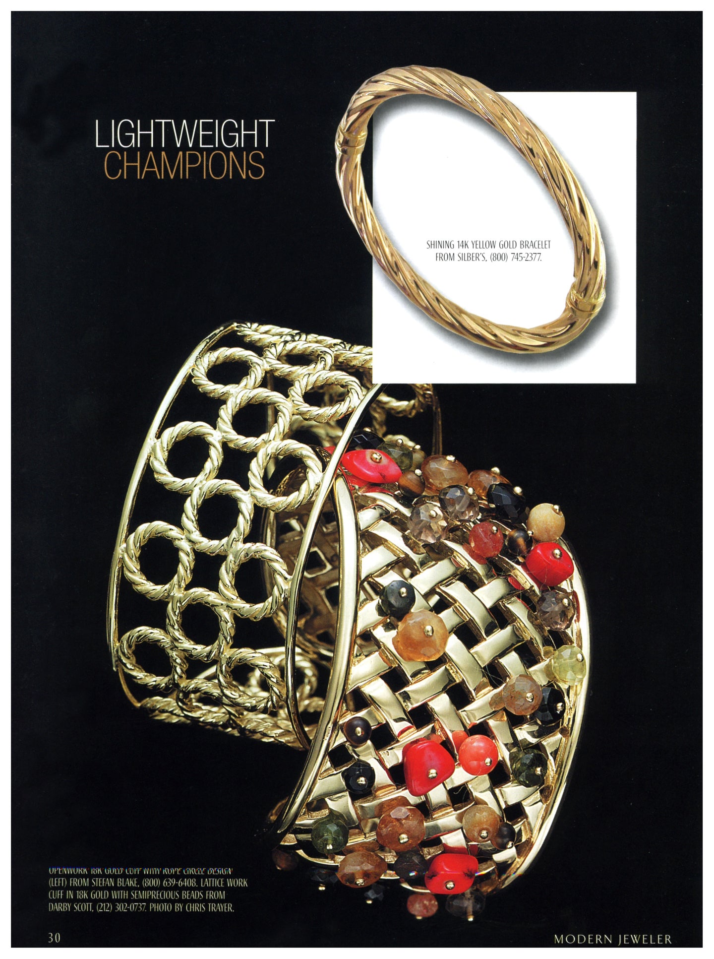 18K Gold Lattice Work Cuff Bracelet with Semi-Precious Beaded Accents by Darby Scott