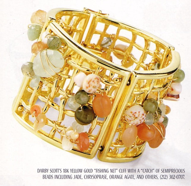 Gold Fishing Net Bracelet with Beads - Darby Scott 