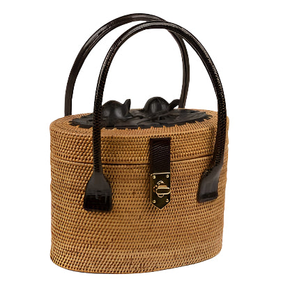 Rattan Handbag with Carved Turtle Cover - Darby Scott