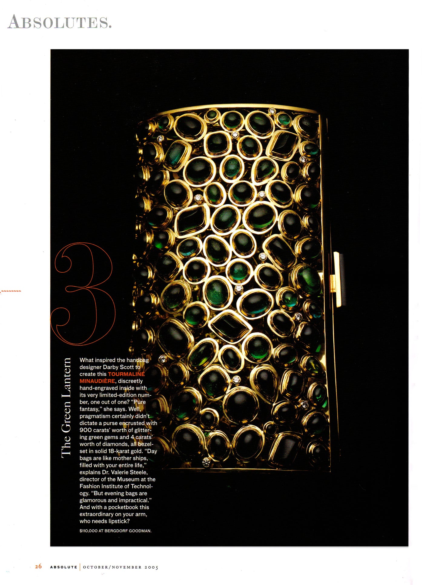 Green Tourmaline & Diamond One of a Kind 18k Gold Minaudiere by Darby Scott