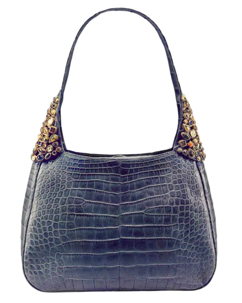 Denim Alligator & a Mosaic of Bezel Set Cabochons on the Handle - Darby Scott 