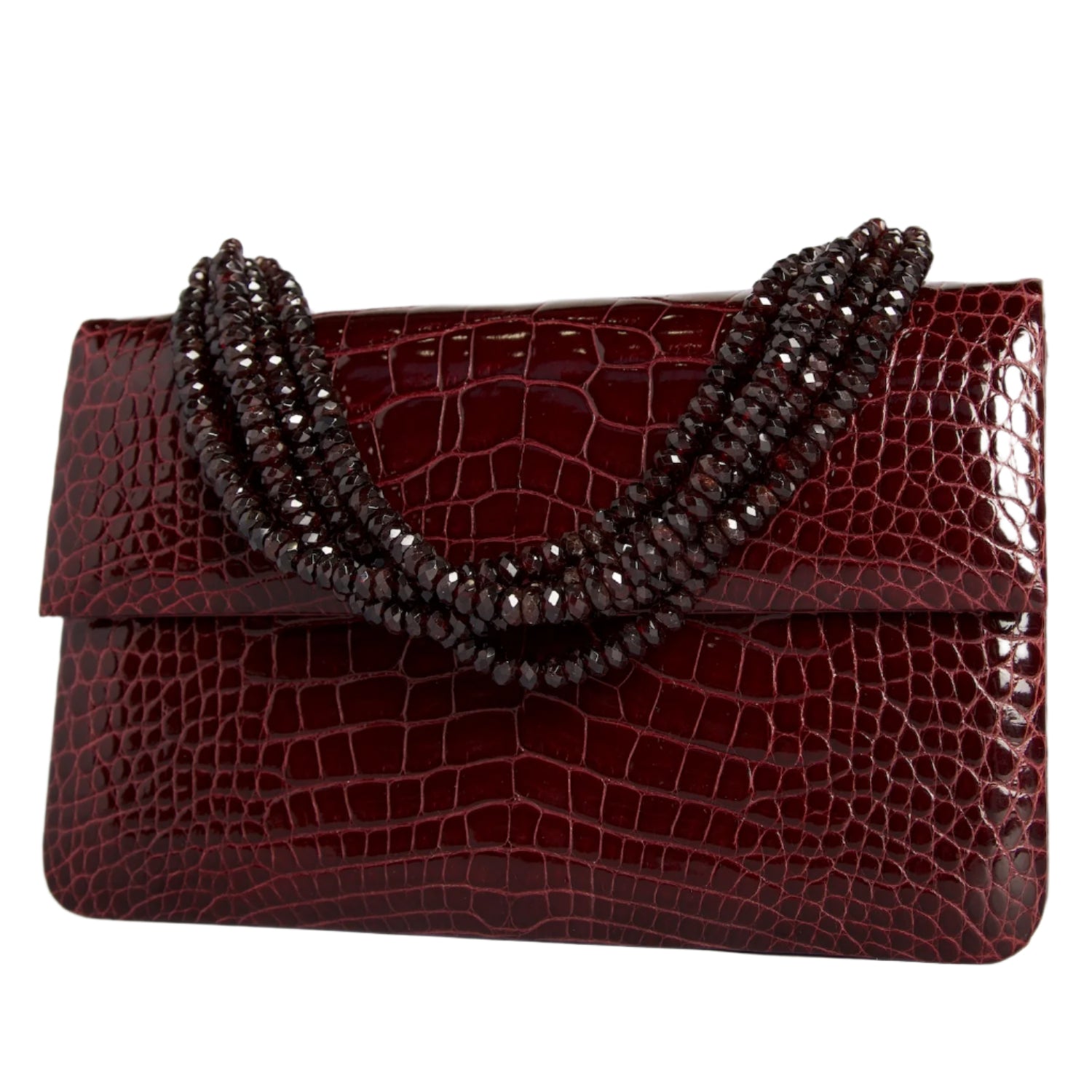 Burgundy Iconic Handbag with Garnet Gemstone Handle - Darby Scott