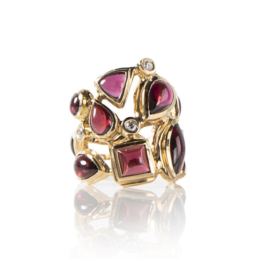 Garnet & Diamond 18K Cocktail Ring by Darby Scott 