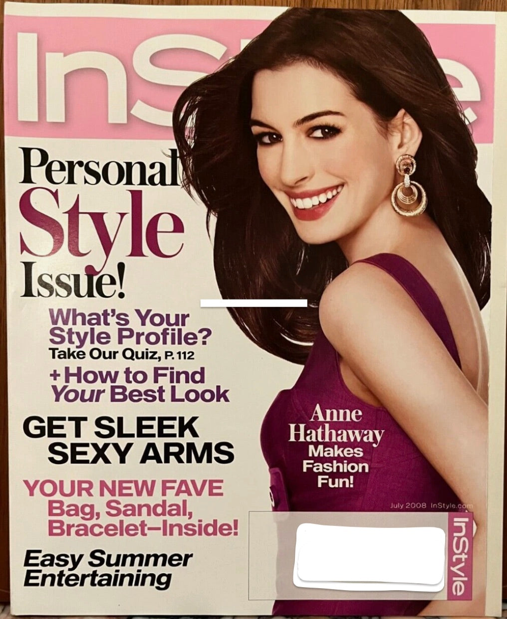 Anne Hathaway is featured on the cover of July 2008 InStyle Magazine