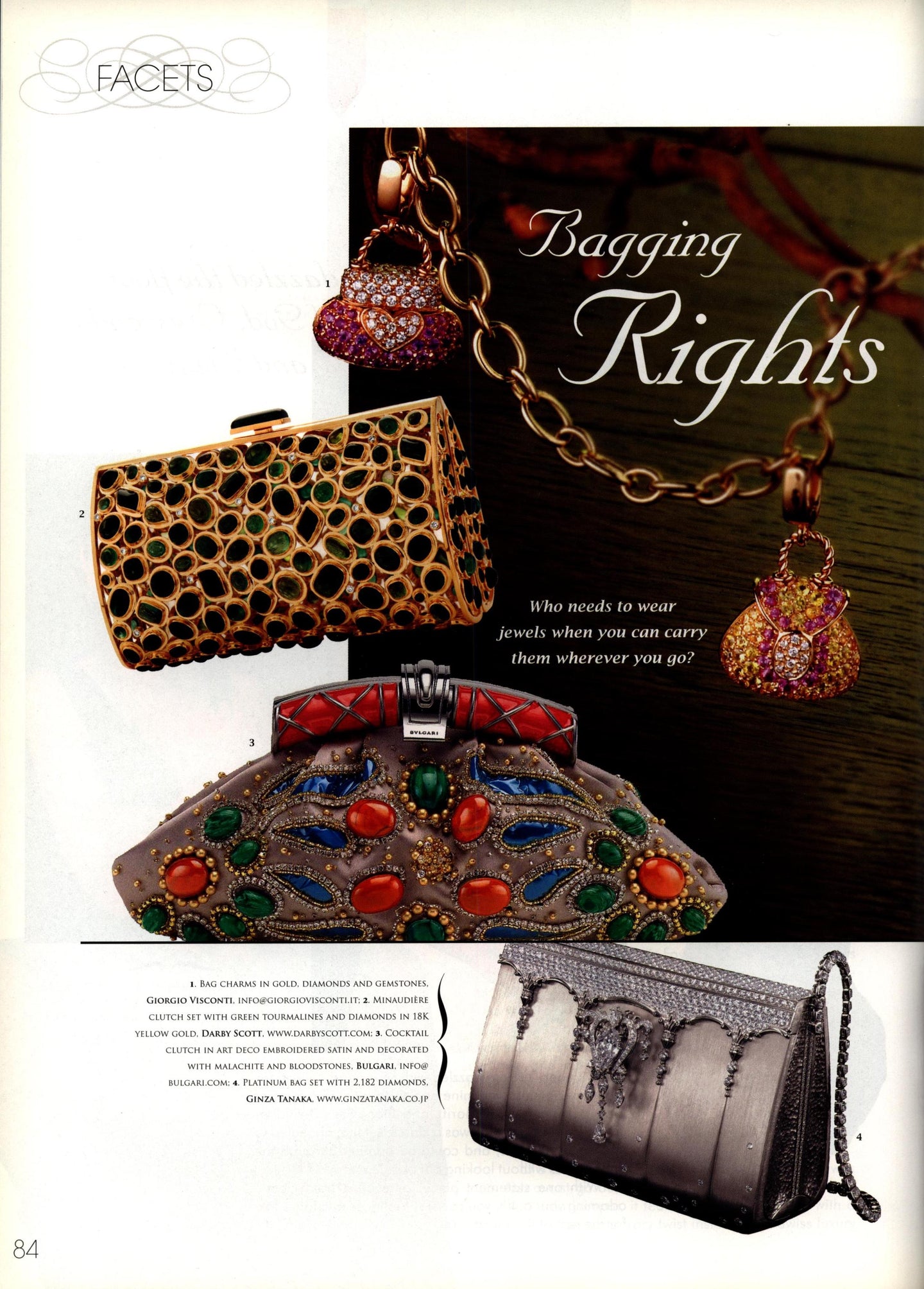 Solitaire Magazine Bagging Rights includes Darby Scott Tourmaline & Diamond Gold Minaudière 
