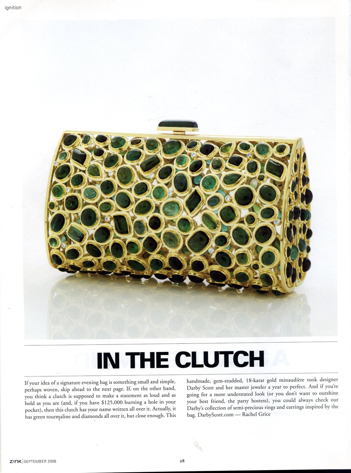 One of a Kind Tourmaline & Diamond 18K Gold Clutch by Darby Scott