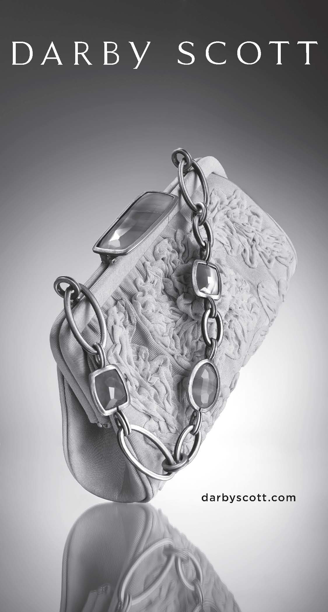 Silk Embroidered Clutch with Chain & Jewel Handle - Darby Scott
