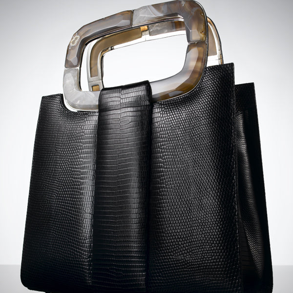 Darby Scott's Heritage Tote in Lizard with Faceted Agate Handle