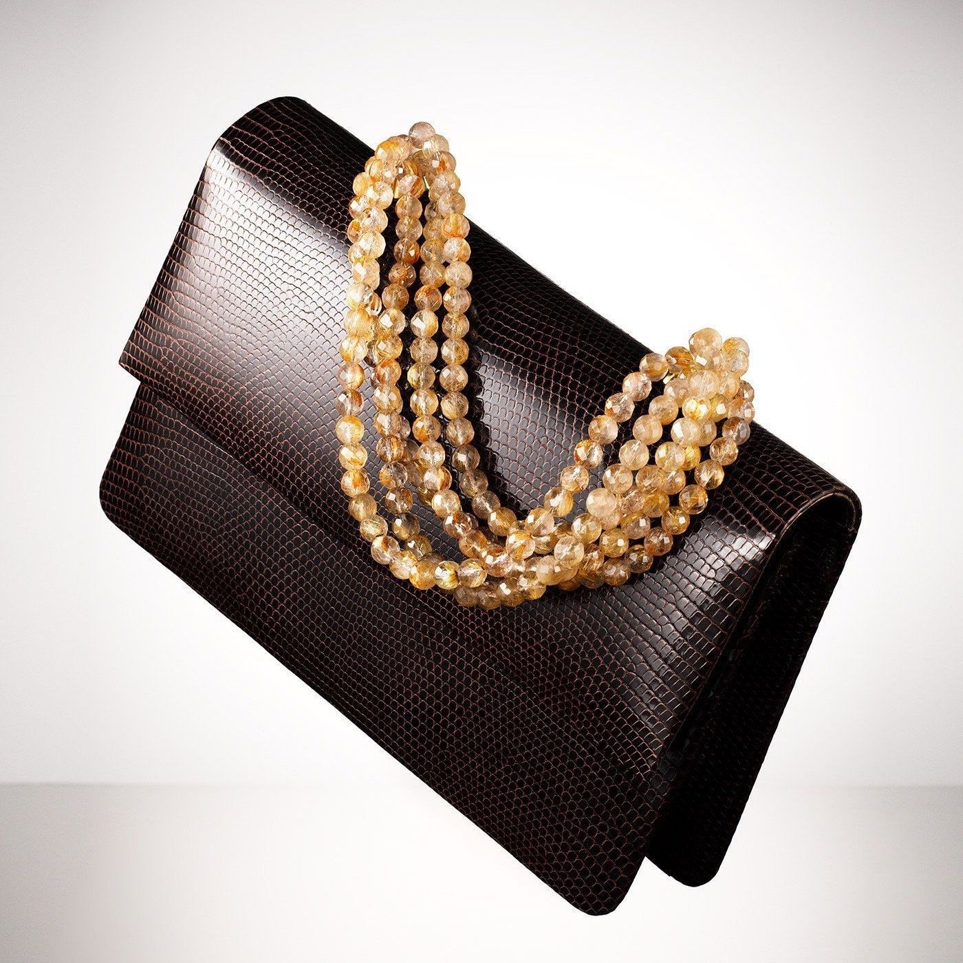 Iconic Necklace Handle Handbag in Lizard - Darby Scott