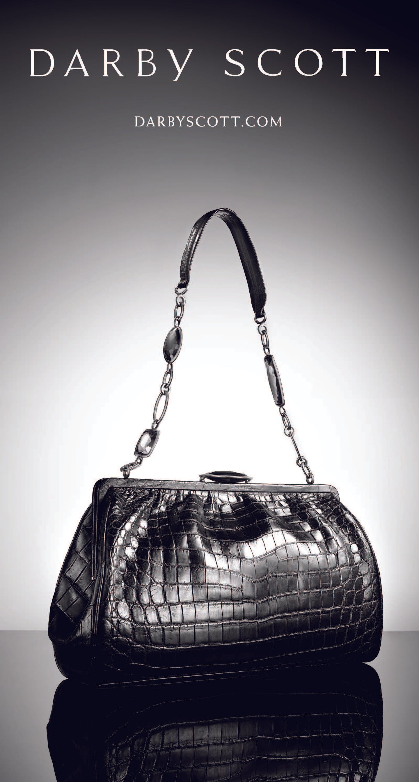 Chain & Jewel Handle Croc Shoulder Bag by Darby Scott