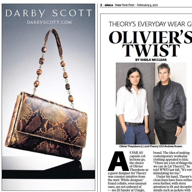New York Post, Fashion Page 2, Darby Scott Facets & Links Python Handbag