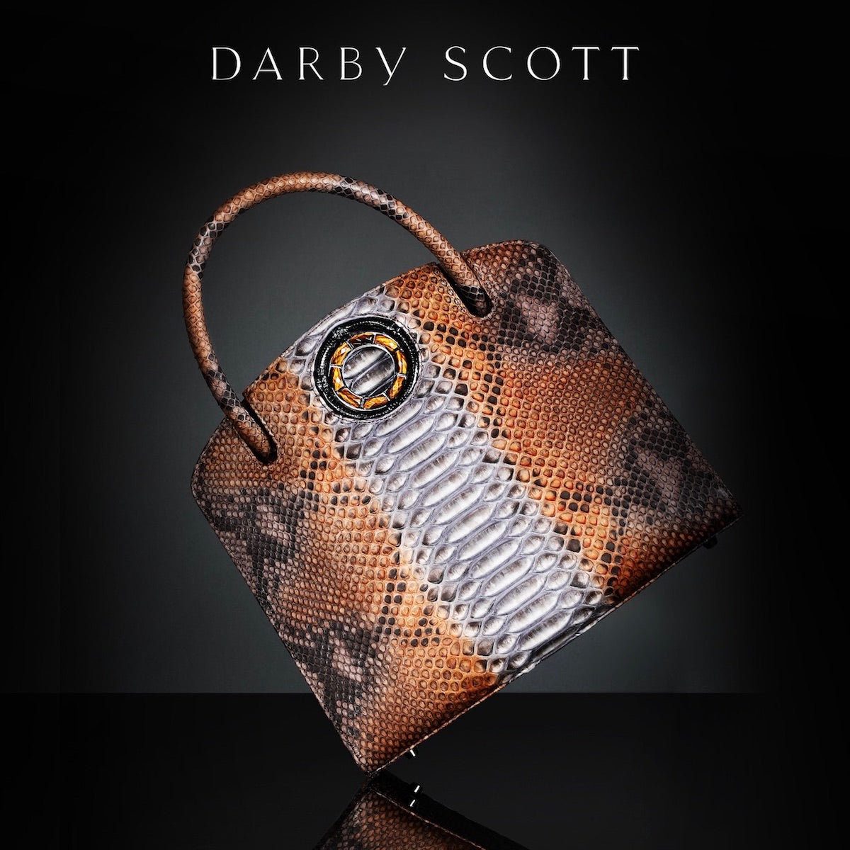 Annette Grommet Handbag in Cognac Python - Darby Scott