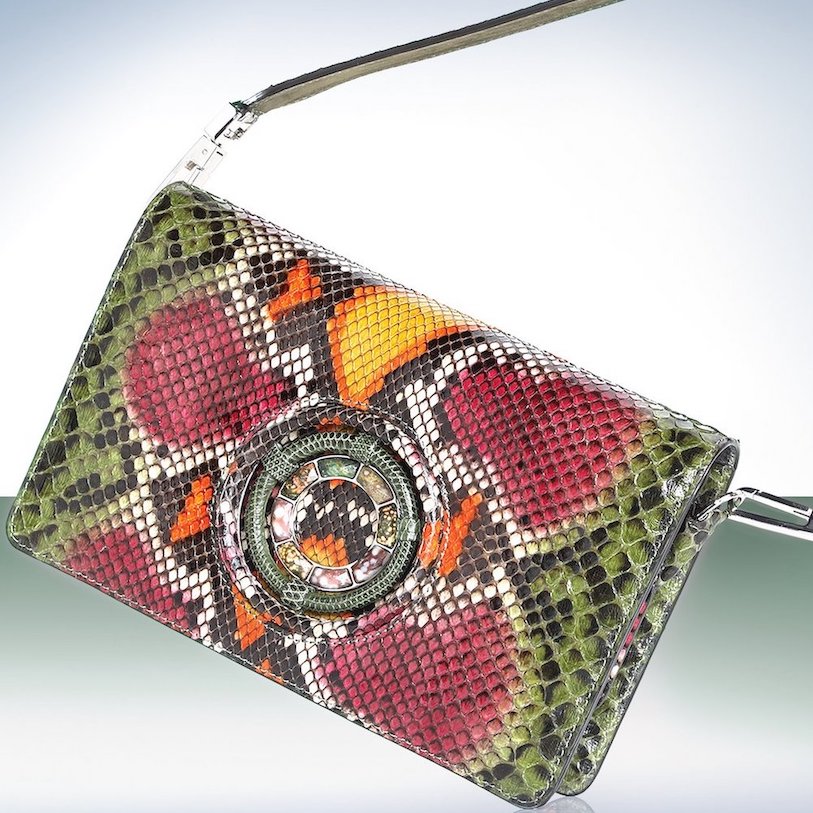 Anna Cross Body Clutch in dark multi color python - Darby Scott