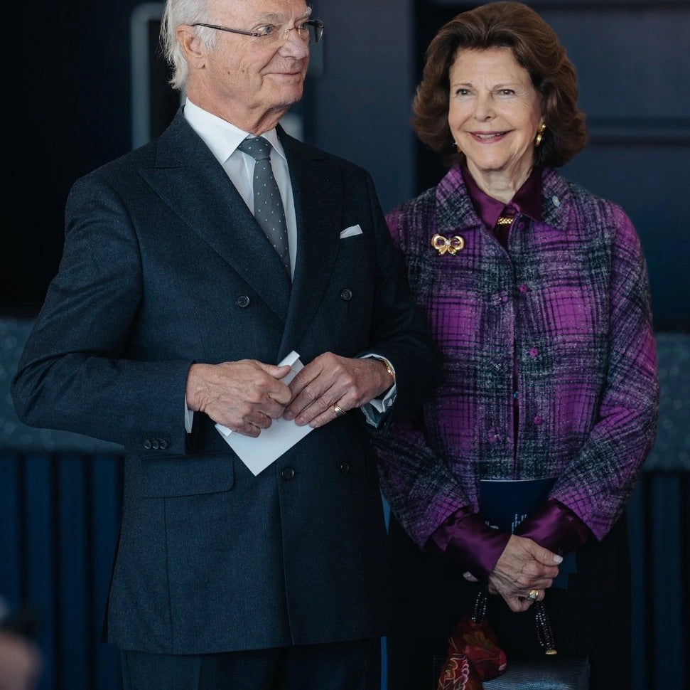Queen Silvia carrying a Darby Scott Iconic Handbag