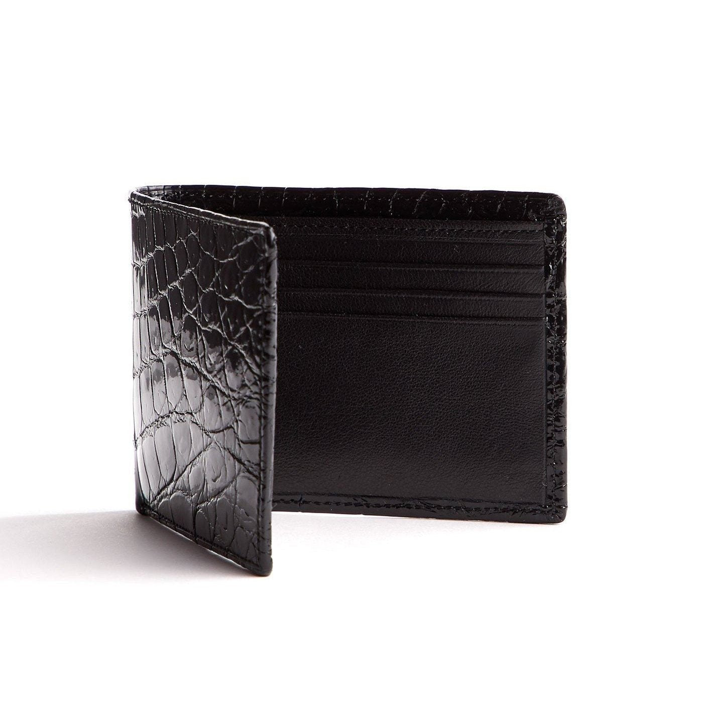 Black Nile Crocodile Classic Slim Bi-Fold Wallet Interior - Darby Scott